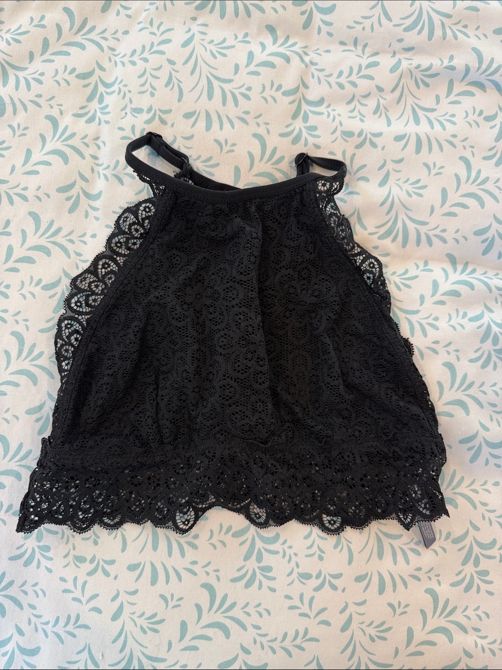 Black Lace Halter Crop Brawl
